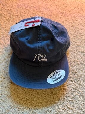 Quicksilver Navy Snapback Hat with White Wave Logo